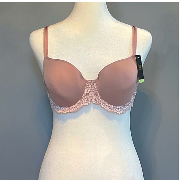 NWT WACOAL Embrace Lace Underwire T-Shirt Bra with foam cups 34B MAUVE purple - Picture 2 of 13